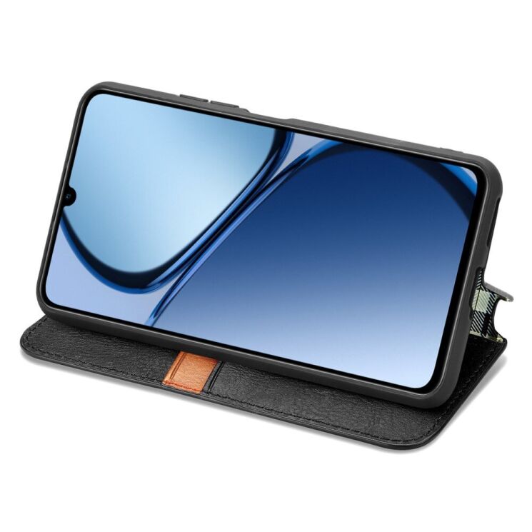 Чехол Deexe Rhombus Wallet для Realme C63 - Black: фото 3 из 9