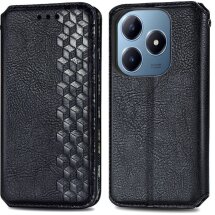 Чехол Deexe Rhombus Wallet для Realme C63 - Black: фото 1 из 9