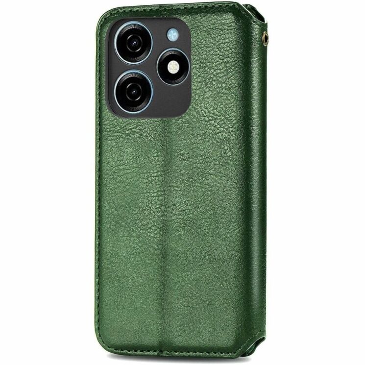 Чехол Deexe Rhombus Wallet для TECNO Spark 20C - Green: фото 5 из 6
