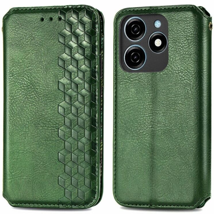 Чехол Deexe Rhombus Wallet для TECNO Spark 20C - Green: фото 1 из 6