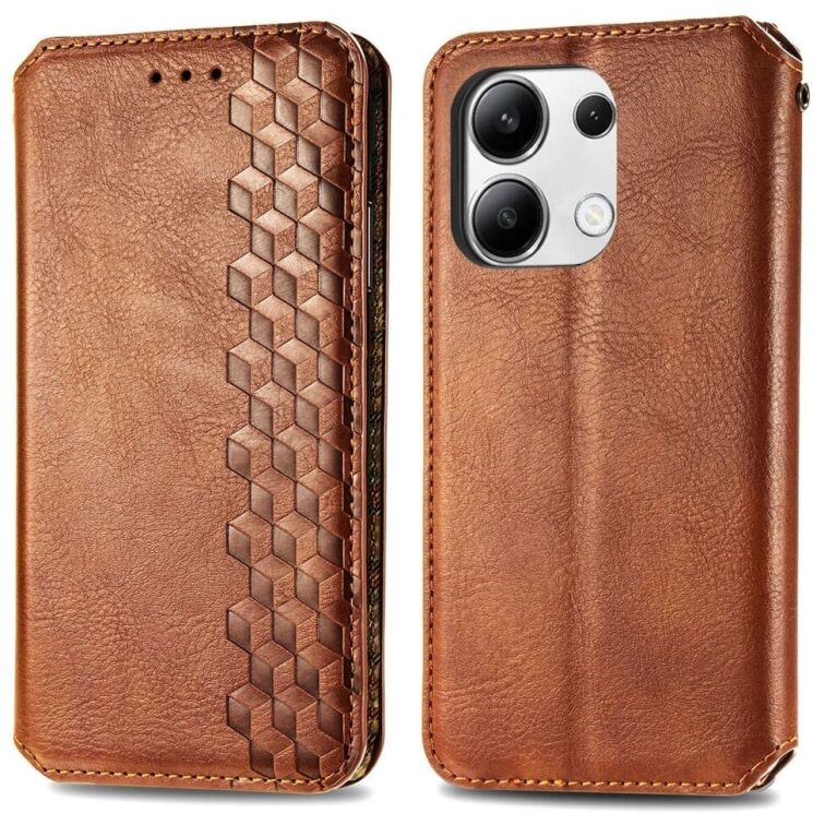 Чехол Deexe Rhombus Wallet для Xiaomi Redmi Note 13 - Brown: фото 1 из 6