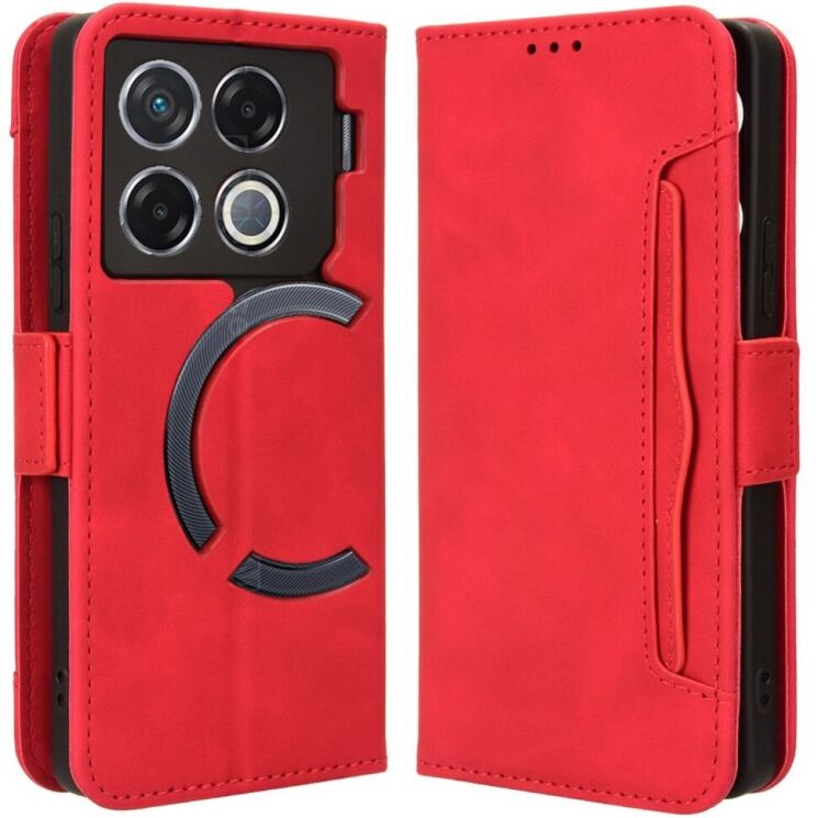 Чехол Deexe Wallet Stand для Infinix GT 20 Pro - Red: фото 1 из 8