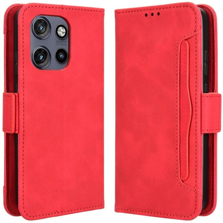 Чехол Deexe Wallet Stand для Motorola Edge 50 Neo - Red: фото 1 из 7