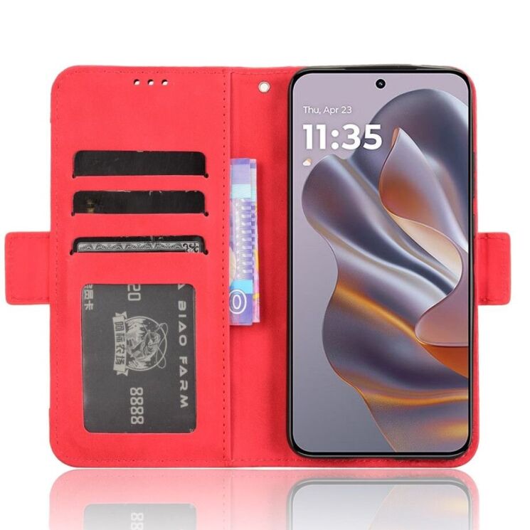 Чехол Deexe Wallet Stand для Motorola Edge 50 Neo - Red: фото 3 из 7