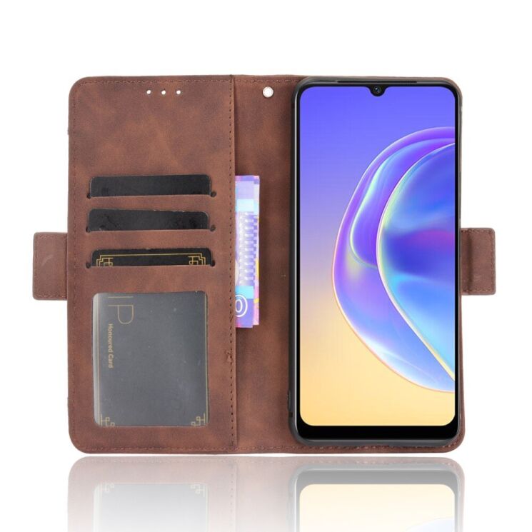 Чехол Deexe Wallet Stand для VIVO V21e - Brown: фото 6 из 13