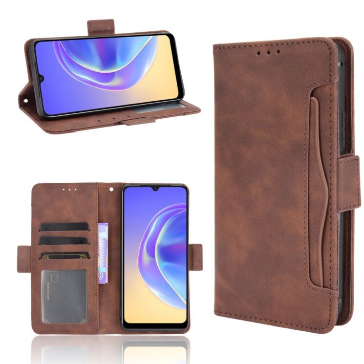 Чехол Deexe Wallet Stand для VIVO V21e - Brown: фото 1 из 13