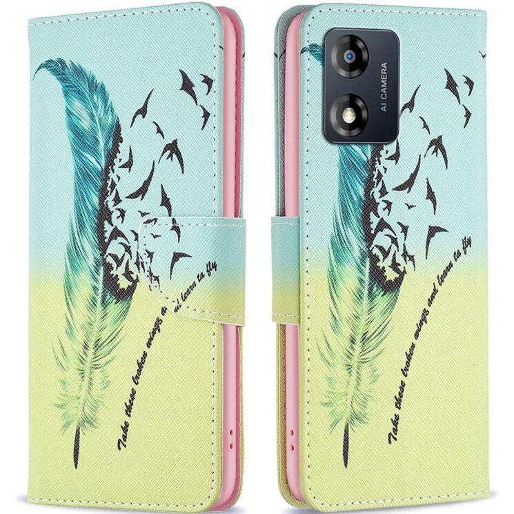 Чохол-книжка Deexe Color Wallet для Motorola Moto E13 - Feather: фото 1 з 7
