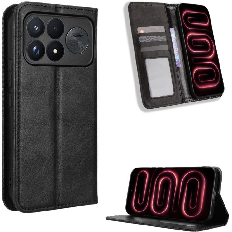 Чехол-книжка Deexe Retro Style для Xiaomi Poco F9 Ultra - Black: фото 2 из 20