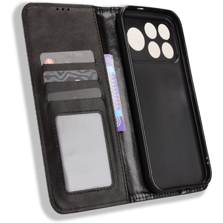 Чехол-книжка Deexe Retro Style для Xiaomi Poco F9 Ultra - Black: фото 5 из 20