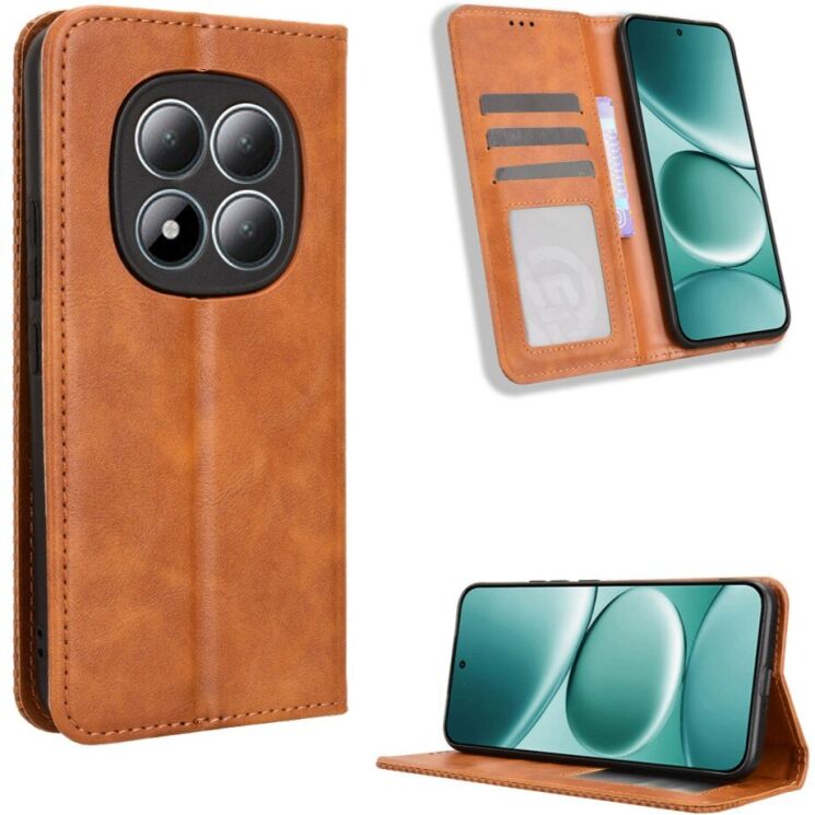 Чохол-книжка Deexe Retro Style для Xiaomi Redmi Note 15 Pro 5G - Brown (405013Z) Чохол-книжка Deexe Retro Style для Xiaomi Redmi Note 15 Pro 5G - Brown: фото 2 з 18