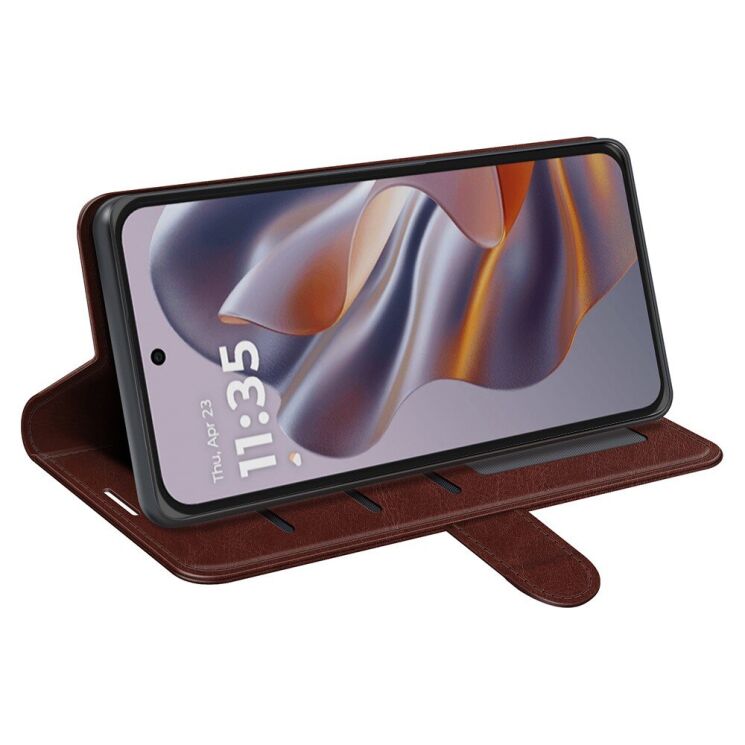 Чохол-книжка Deexe Wallet Style для Motorola Edge 50 Neo - Brown: фото 3 з 10
