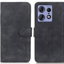 Чехол-книжка KHAZNEH Retro Wallet для Motorola Edge 50 Pro - Black: фото 1 из 9