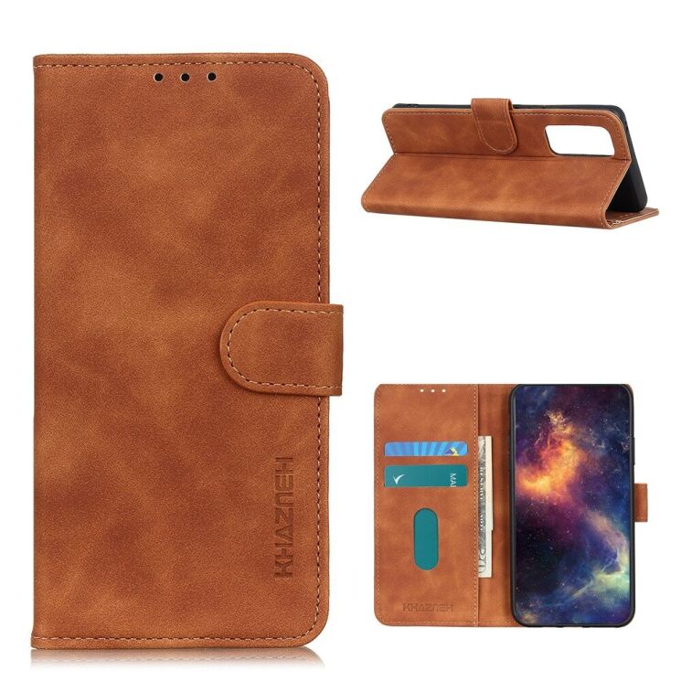 Чехол-книжка с застежкой KHAZNEH Retro Wallet для VIVO V20 SE - Brown: фото 1 из 10