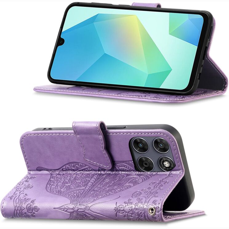 Чохол-книжка з малюнком UniCase Butterfly Pattern для Motorola Edge 70 Fusion - Light Purple: фото 4 з 8