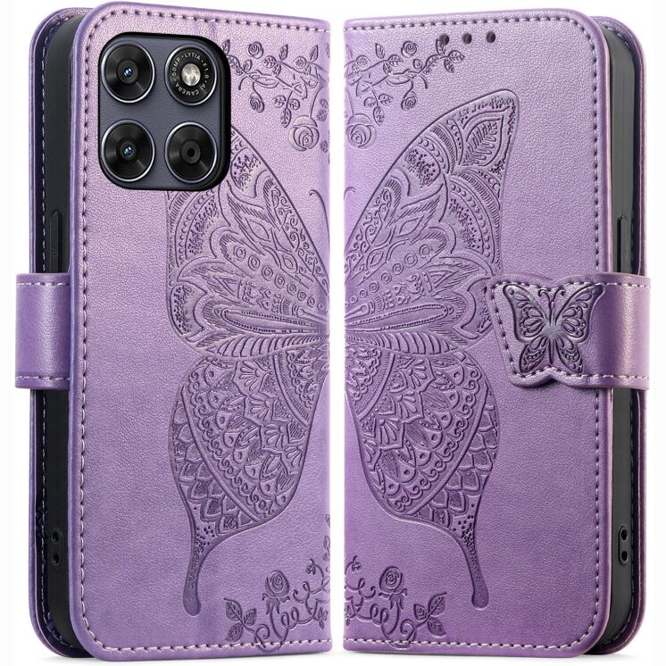 Чохол-книжка з малюнком UniCase Butterfly Pattern для Motorola Edge 70 Fusion - Light Purple: фото 5 з 8