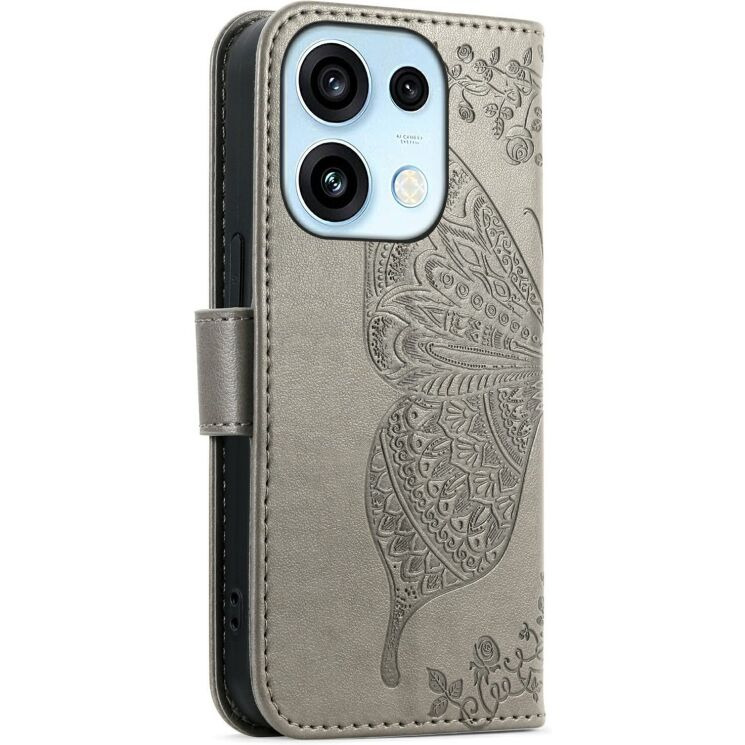 Чехол-книжка с рисунком UniCase Butterfly Pattern для OPPO Reno 16 / 16 Pro - Grey: фото 5 из 14