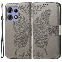 Чехол-книжка UniCase Butterfly Pattern для Motorola Edge 50 Pro - Grey: фото 1 из 8