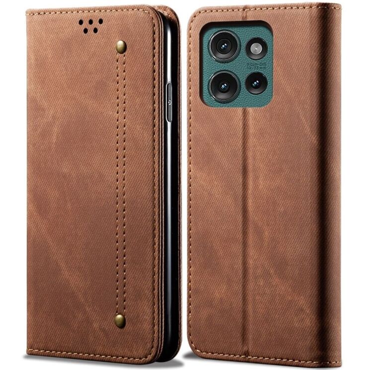 Чехол-книжка UniCase Jeans Wallet для Motorola Edge 50 Neo - Coffee: фото 1 из 6