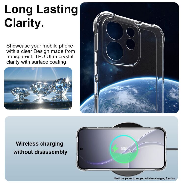 Чехол с усиленными углами IMAK Airbag MAX Case для OPPO Reno 15 F/FS - Transparent: фото 6 из 7