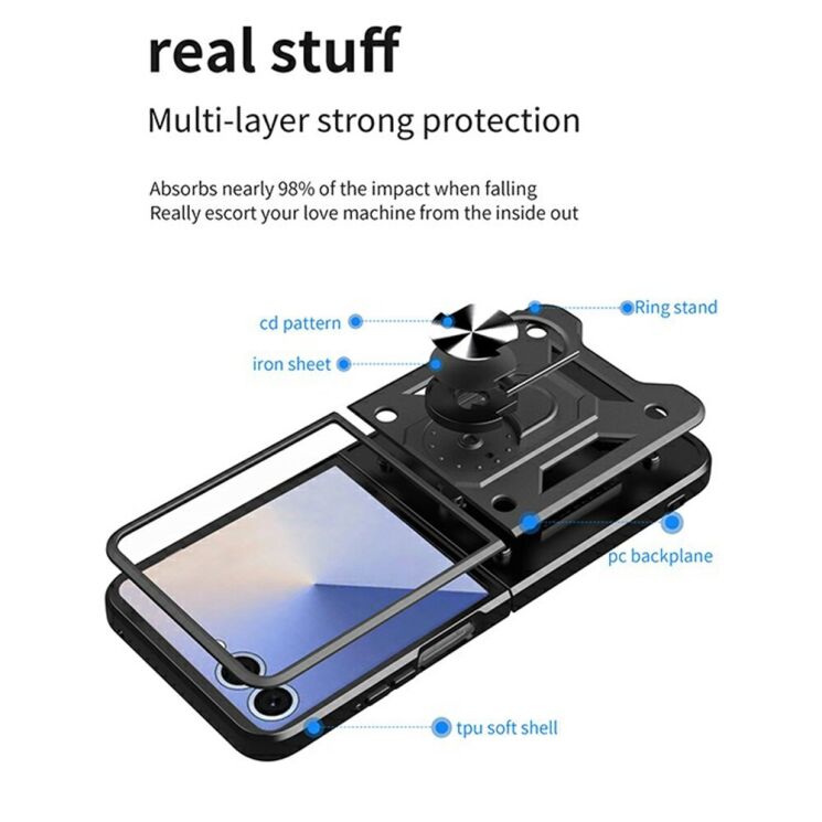 Чехол с защитой камеры Deexe Armor Shield для Samsung Galaxy Flip 8 - Green: фото 8 из 10