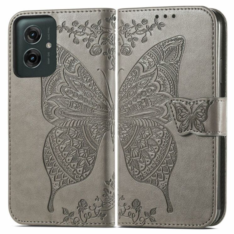 Чехол UniCase Butterfly Pattern для Motorola Moto G55 - Grey: фото 1 из 7
