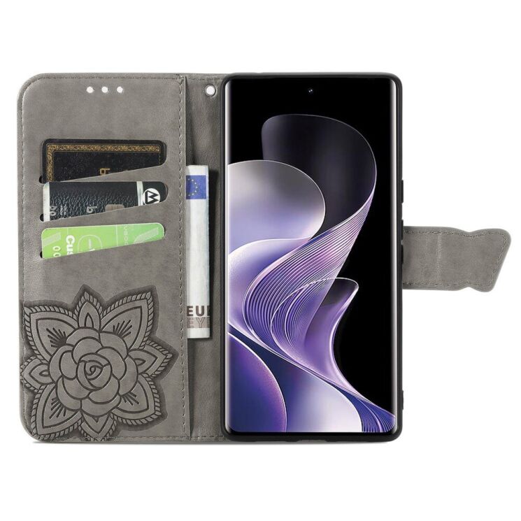 Чехол UniCase Butterfly Pattern для Xiaomi Redmi Note 14 Pro - Grey: фото 3 из 11