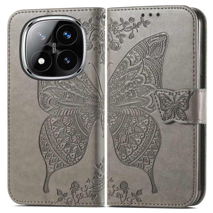 Чехол UniCase Butterfly Pattern для Xiaomi Redmi Note 14 Pro - Grey: фото 2 из 11