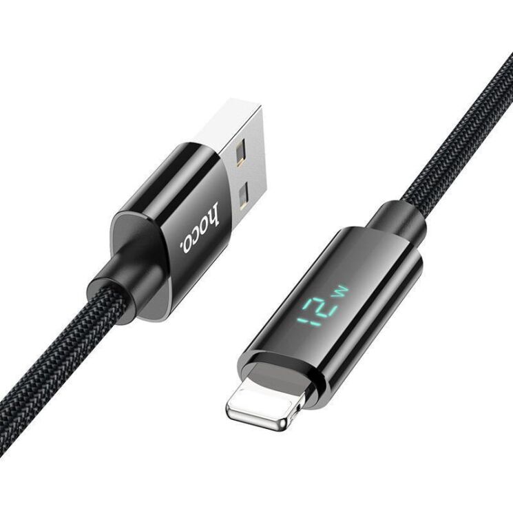 Кабель Hoco U125 Benefit USB to Lightning (2.4A, 1.2m) - Black: фото 2 з 7