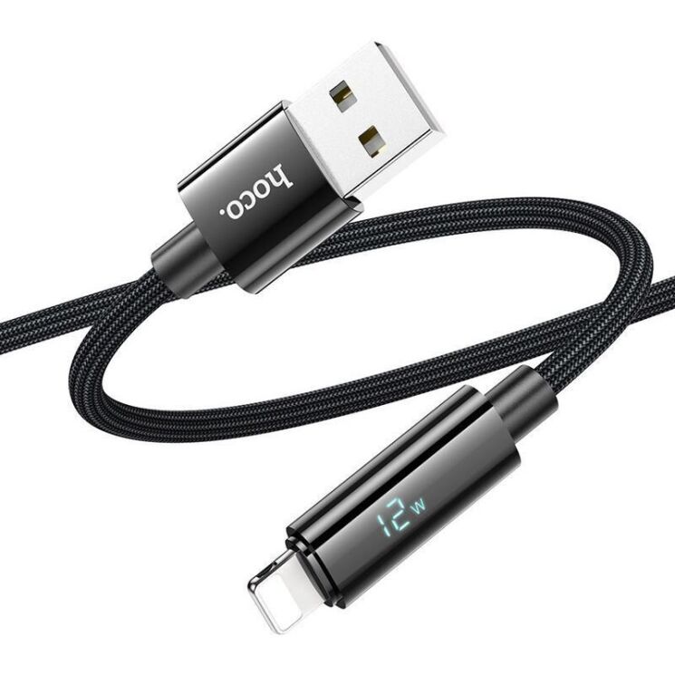 Кабель Hoco U125 Benefit USB to Lightning (2.4A, 1.2m) - Black: фото 3 з 7