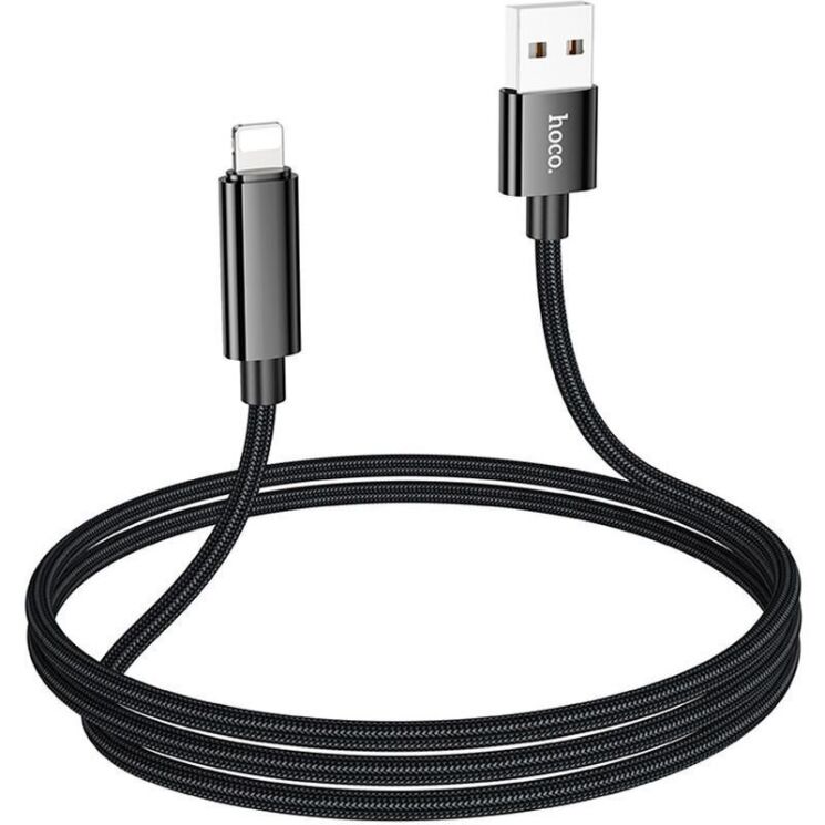 Кабель Hoco U125 Benefit USB to Lightning (2.4A, 1.2m) - Black: фото 4 з 7