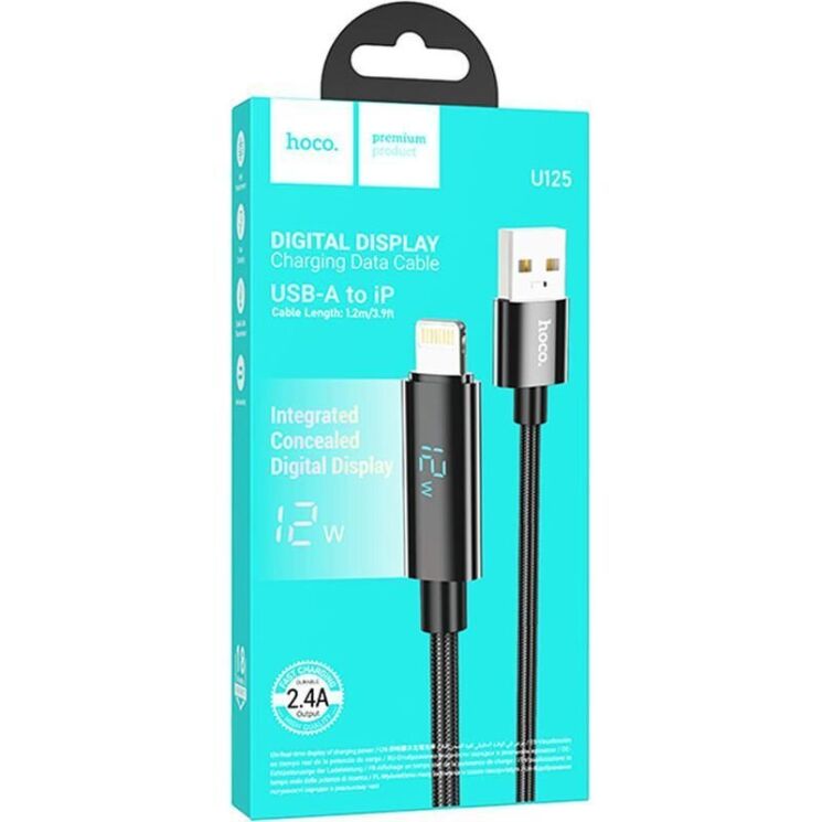 Кабель Hoco U125 Benefit USB to Lightning (2.4A, 1.2m) - Black: фото 5 з 7