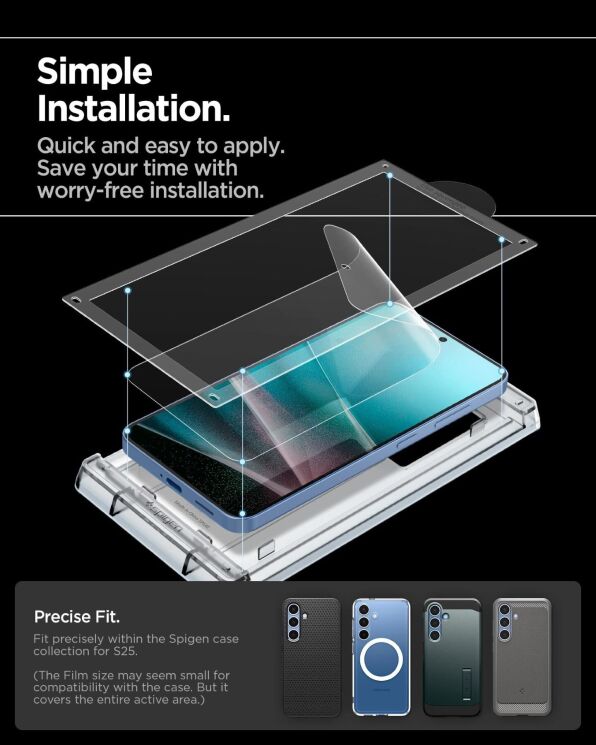 Защитная пленка Spigen (SGP) Elite Shield EZ Fit для Samsung Galaxy S25 (S931) AFL09091: фото 8 из 12