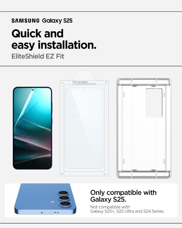 Защитная пленка Spigen (SGP) Elite Shield EZ Fit для Samsung Galaxy S25 (S931) AFL09091: фото 12 из 12