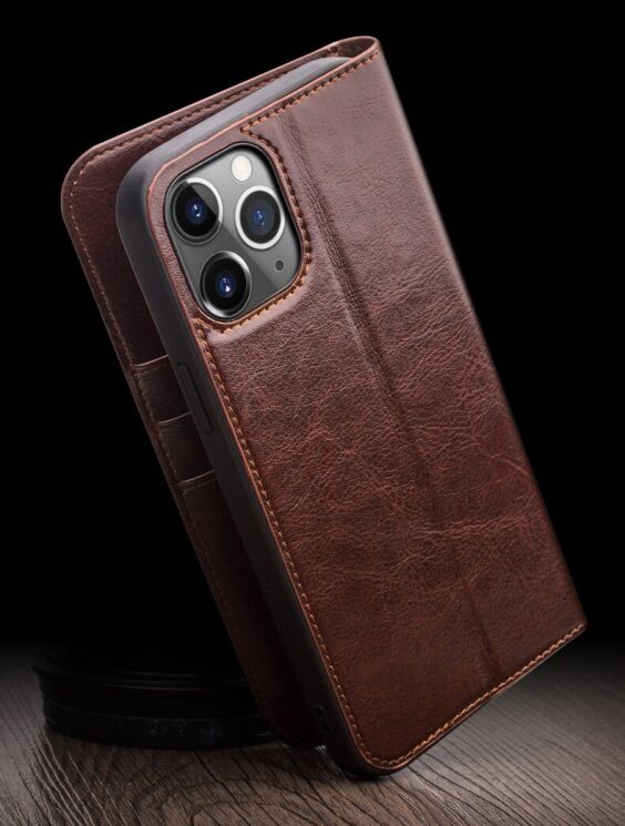 Кожаный чехол QIALINO Classic Case для Apple iPhone 12 Pro Max - Brown: фото 14 из 16