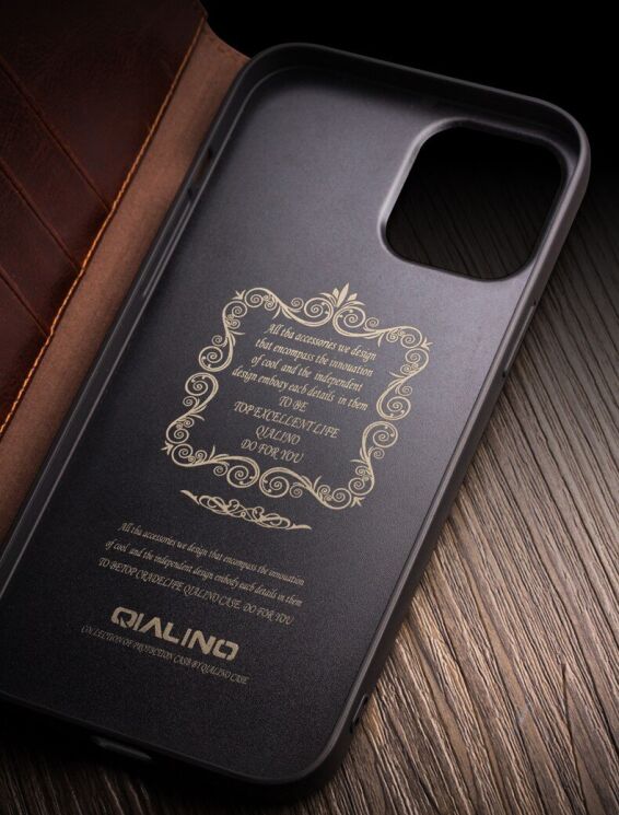 Кожаный чехол QIALINO Classic Case для Apple iPhone 12 Pro Max - Brown: фото 16 из 16