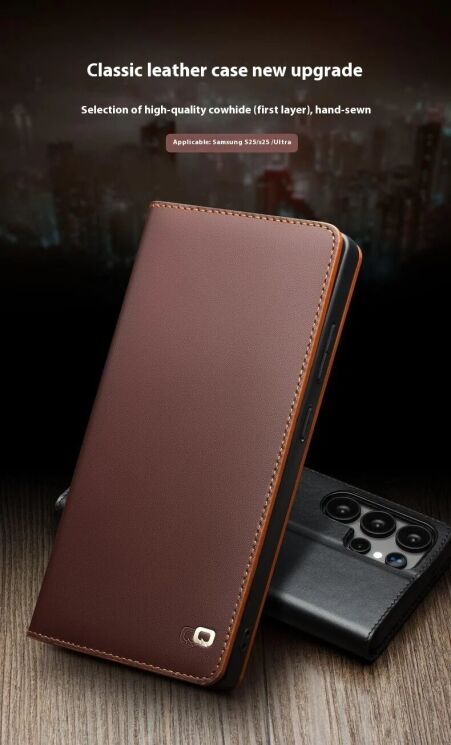 Шкіряний чохол QIALINO Classic Case для Samsung Galaxy S25 (S931) - Black: фото 6 з 13