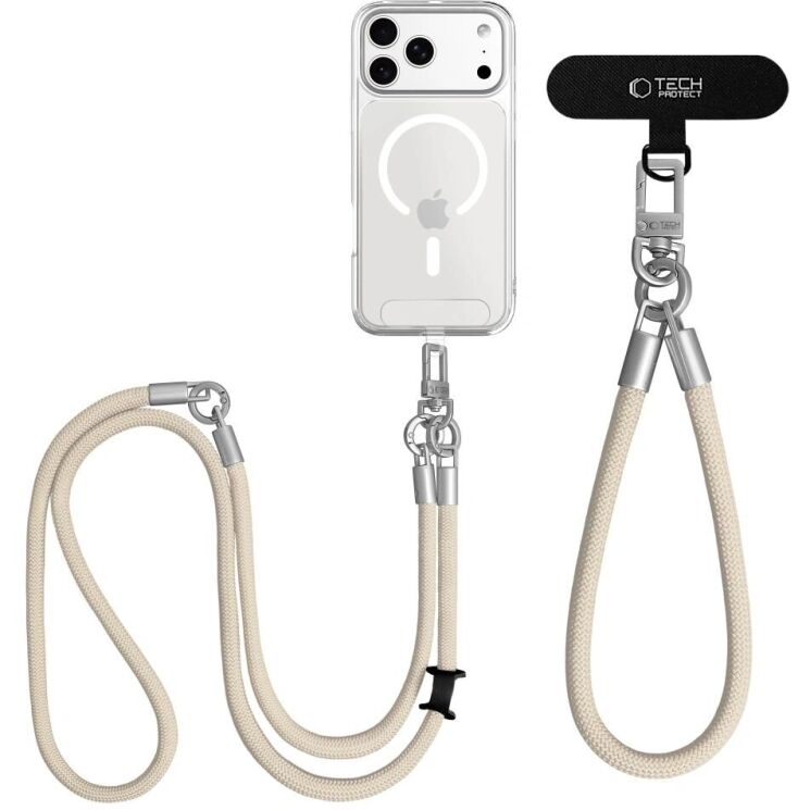 Набір ремінців Tech-Protect C10S Rope Crossbody - Beige / Titanium (983019BT) Набір ремінців Tech-Protect C10S Rope Crossbody - Beige / Titanium: фото 3 з 9