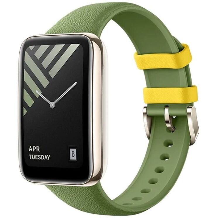 Оригинальный ремешок Leather Textured Silicone Strap для Xiaomi Mi Band 7 Pro (BRH6668GL) - Pine Green: фото 1 из 8
