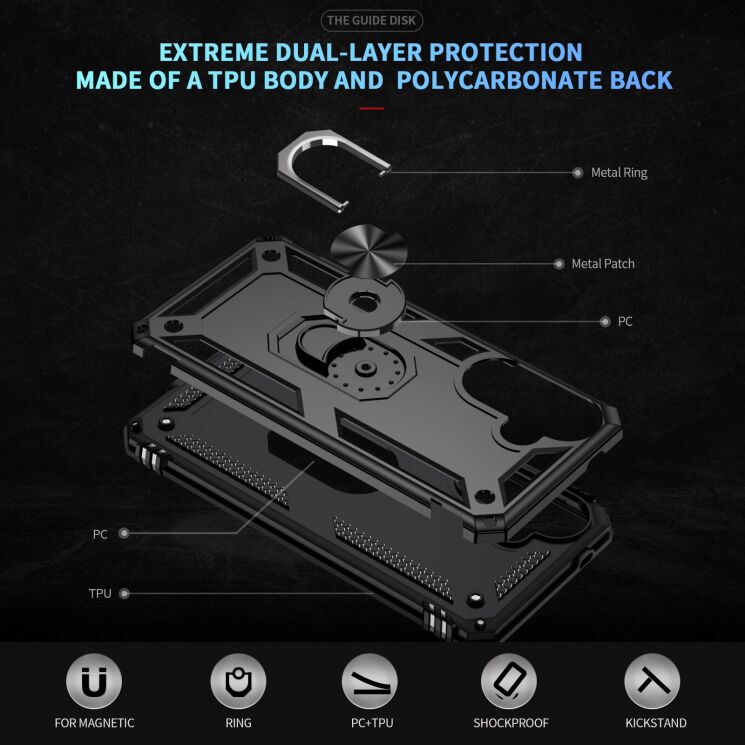 Противоударный чехол с подставкой Deexe Armor Case для Samsung Galaxy A57 (A576) - Black: фото 2 из 7