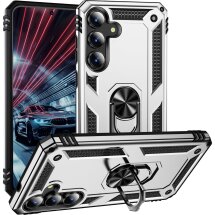 Противоударный чехол с подставкой Deexe Armor Case для Samsung Galaxy S26 FE - Silver: фото 1 из 7