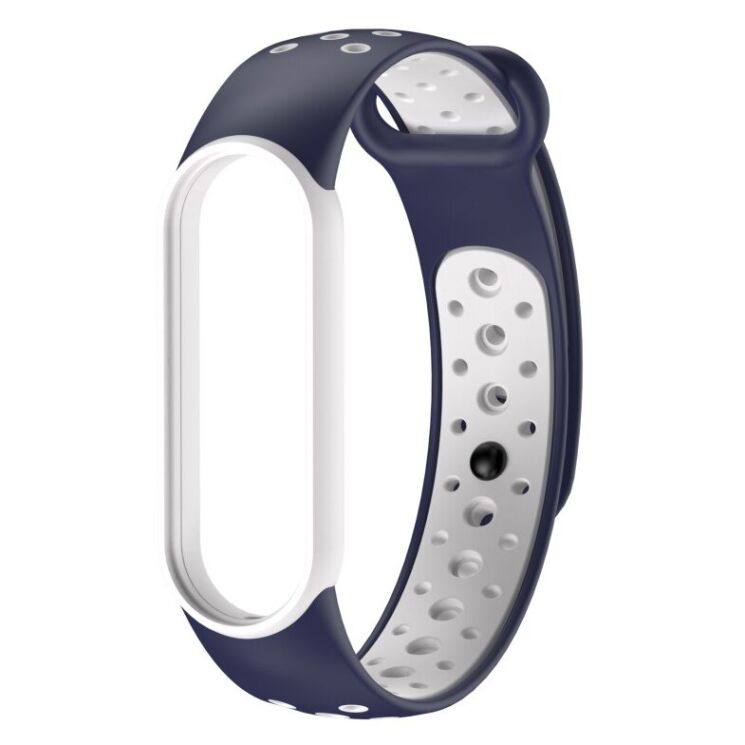 Ремешок Deexe Color Style для Xiaomi Mi Band 5 / Mi Band 6 / Mi Band 7 - Midnight Blue / White: фото 1 из 1
