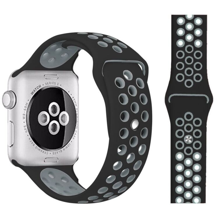 Ремешок Deexe Dual Color для Apple Watch 42 (Series 10) / 41 / 40 / SE 40 / 38 - Black / Grey: фото 1 из 1
