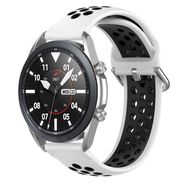 Ремешок Deexe Dual Color для Samsung Galaxy Watch 3 (45mm) - White / Black: фото 3 из 5