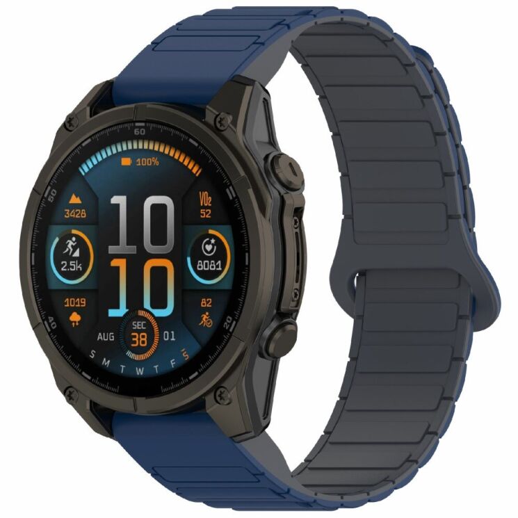 Ремешок Deexe Flexible Fit для часов Garmin c креплением Quick Fit 22mm - Midnight Blue / Grey: фото 2 из 8