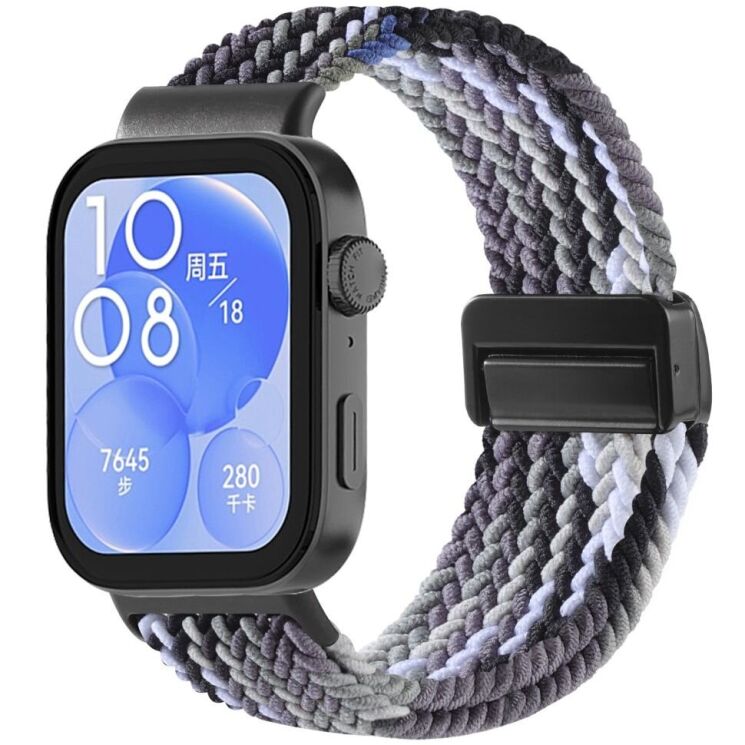 Ремешок Deexe Knitted Strap для Huawei Watch Fit 3 / Fit 4 / Fit 4 Pro - Black / Coffee: фото 2 из 7