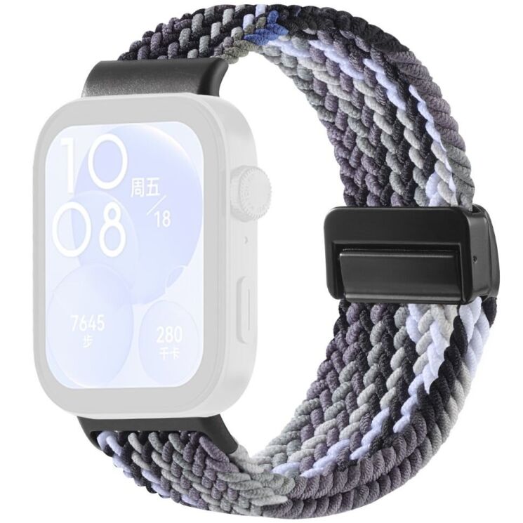 Ремешок Deexe Knitted Strap для Huawei Watch Fit 3 / Fit 4 / Fit 4 Pro - Black / Coffee: фото 1 из 7