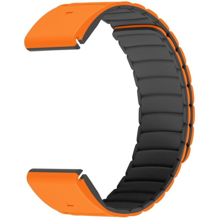 Ремешок Deexe Magnetic Band для часов Garmin c креплением Quick Fit 26mm - Orange / Black: фото 2 из 5