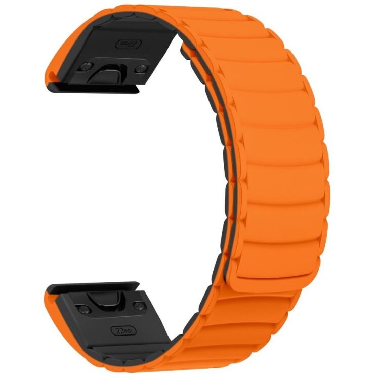 Ремешок Deexe Magnetic Band для часов Garmin c креплением Quick Fit 26mm - Orange / Black: фото 4 из 5