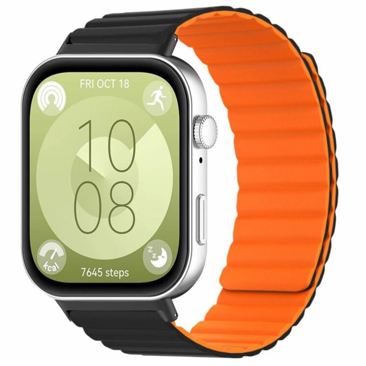 Ремінець Deexe Magnetic Band для Huawei Watch Fit 3 - Black / Orange: фото 2 з 3