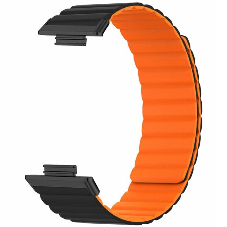 Ремінець Deexe Magnetic Band для Huawei Watch Fit 3 - Black / Orange: фото 3 з 3